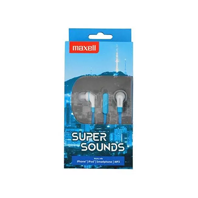 Earphone Maxell With Michrophone Super Sounds Blue [77102]