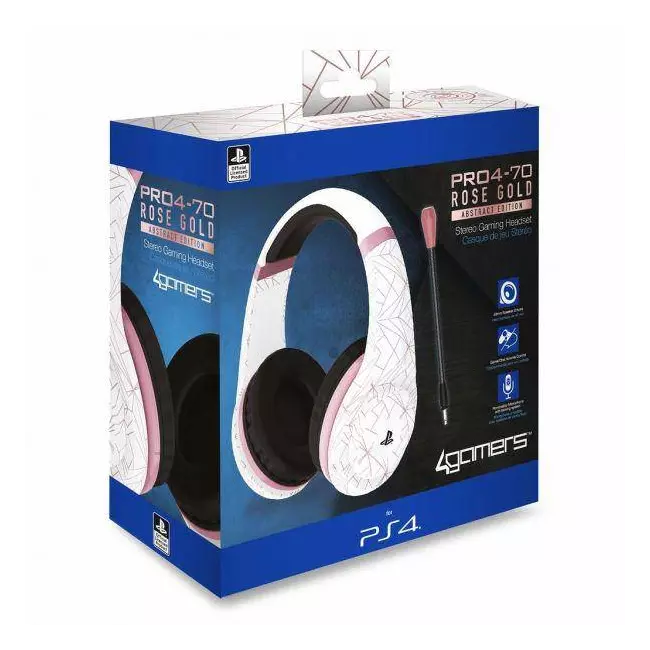 Headset PS4 4Gamers Stereo PRO4-70 Rose Gold Abstract White Edition