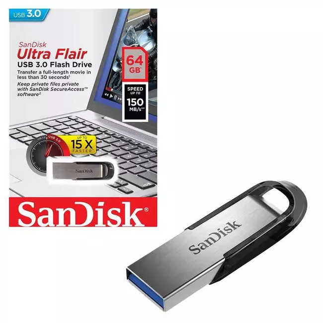USB 64 GB SanDisk Ultra Flair 3.0 Black [13670]