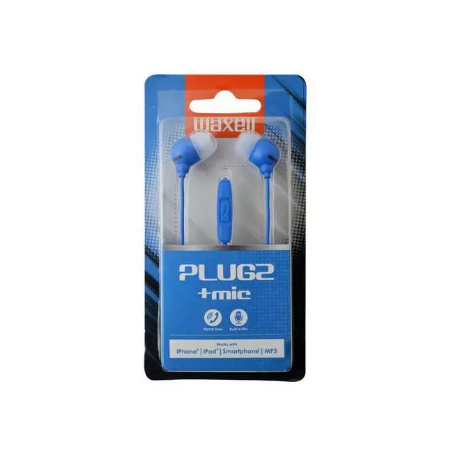 Headphone Maxell In-Ear Mic Plugz Blue [77195]