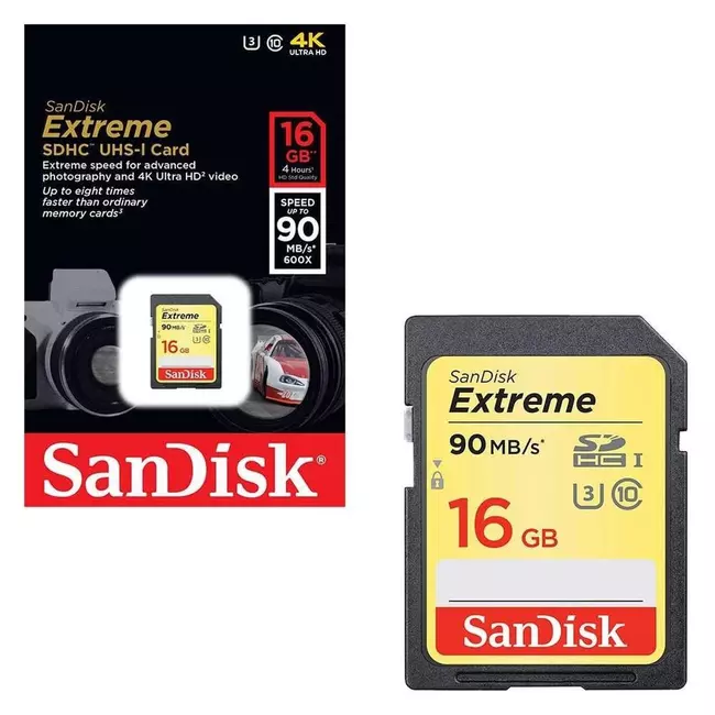 Card MicroSDHC 16GB SanDisk 90MB/s Class 10 Uhs-I U3[13582]