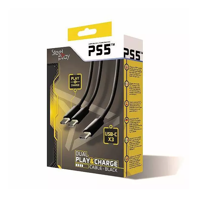 Cable Steelplay Dual Play & Charge For PS5 Black