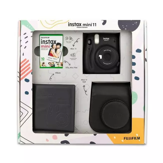 Camera Instax Mini 11 Charcoal Grey Bundle Box