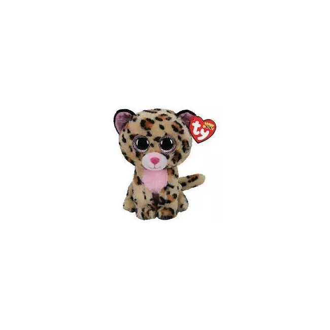 Plush Ty Beanie Boos Livvie Brown/Pink Leopard 24cm