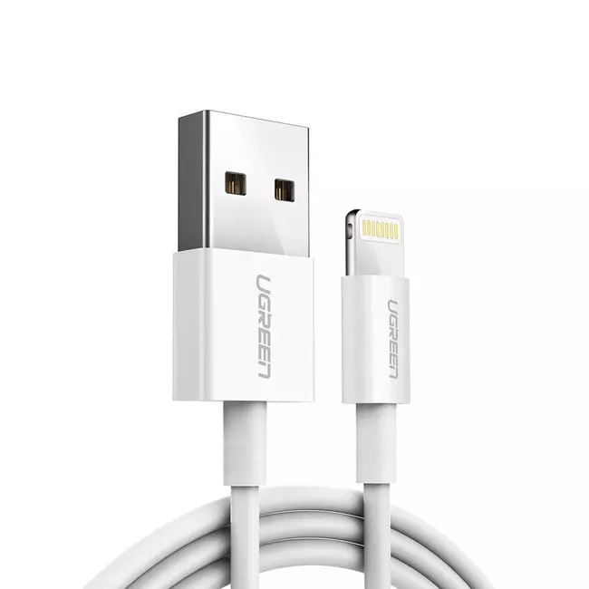 Kabllo Ugreen USB-A te Lightning Charging & Data Sync 2.4A 1m Bardhë 20728