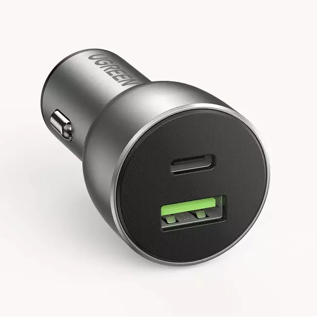 Charger CAR Ugreen 1x USB-A , 1x USB-C , Quick Charge 3.0 and Power Delivery 42.5Watt 3A GRAY 60980