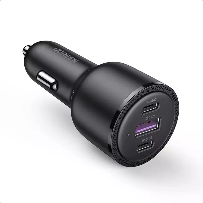 Charger CAR Ugreen 1x USB-A , 2x USB-C , Quick Charge 3.0 and Power Delivery 69Watt Black 20467