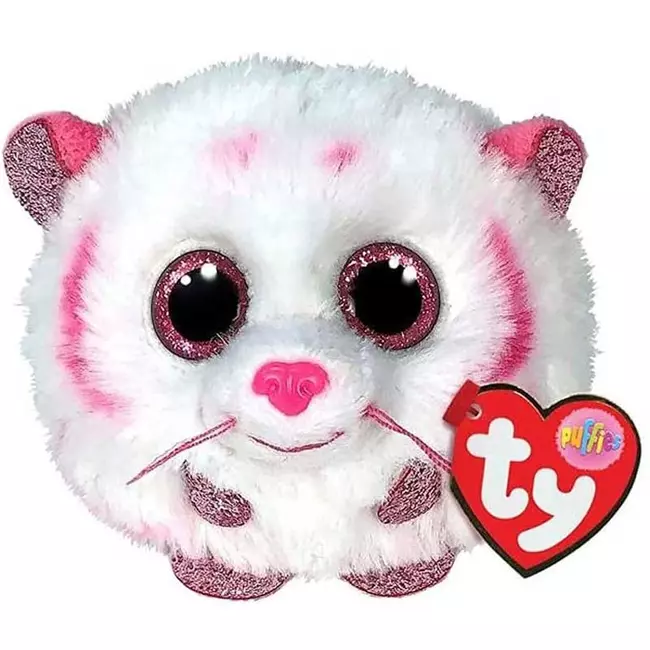 Plush Ty Puffies Tabor Pink/White Tiger