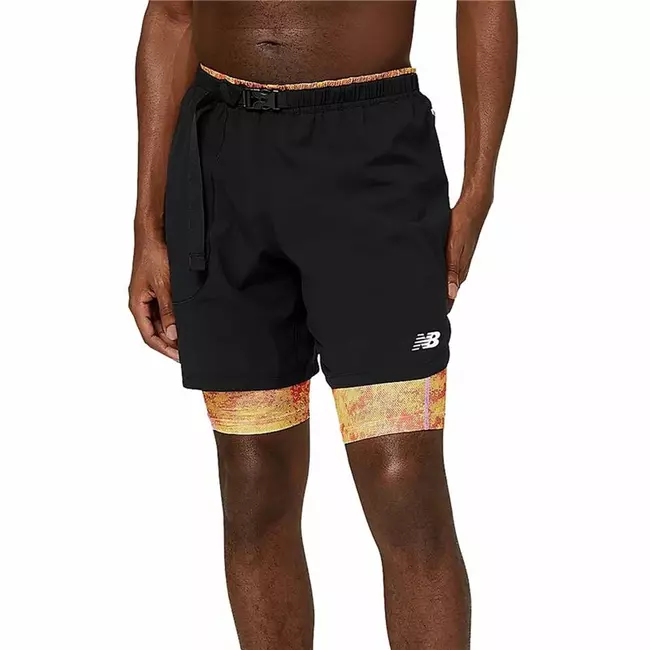 Pantallona të shkurtra sportive New Balance Impact Run 2 në 1 për meshkuj të zinj, Madhësia: M