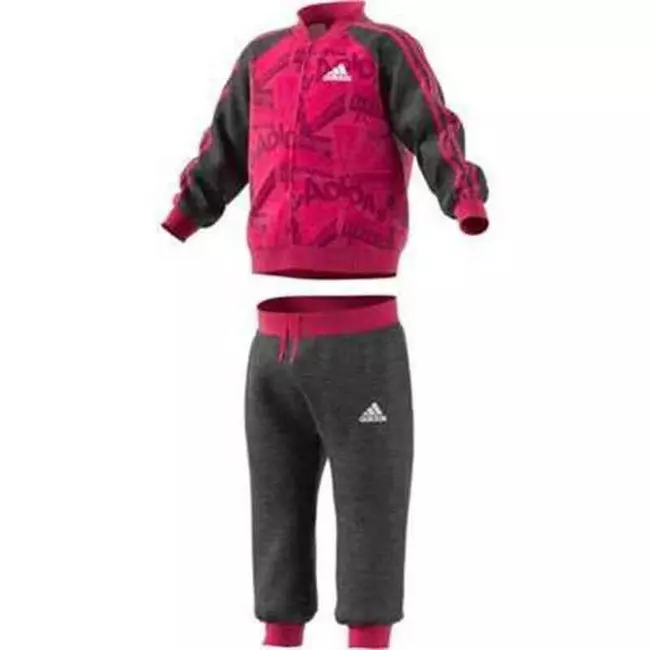 Baby's Tracksuit Adidas I Bball Jog FT Pink Black Multicolour, Size: 12-18 Months