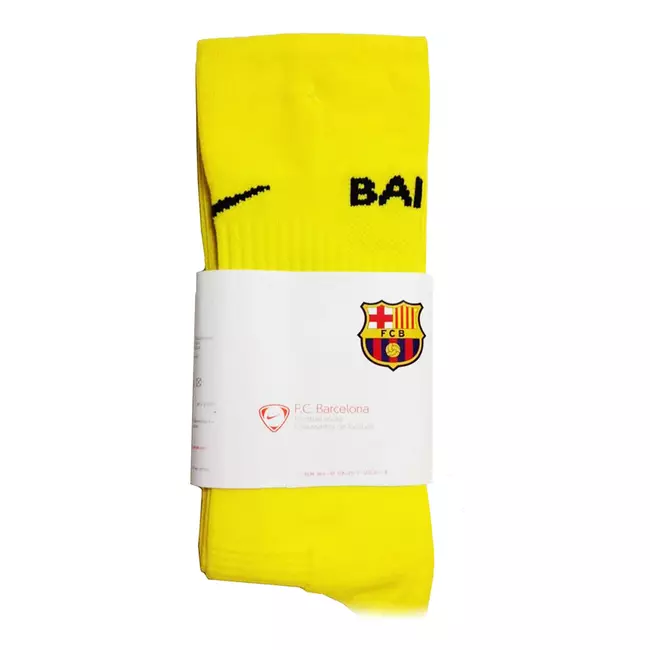 Çorape futbolli për të rritur Nike FCB, në shtëpi jashtë, të verdha, Madhësia: S