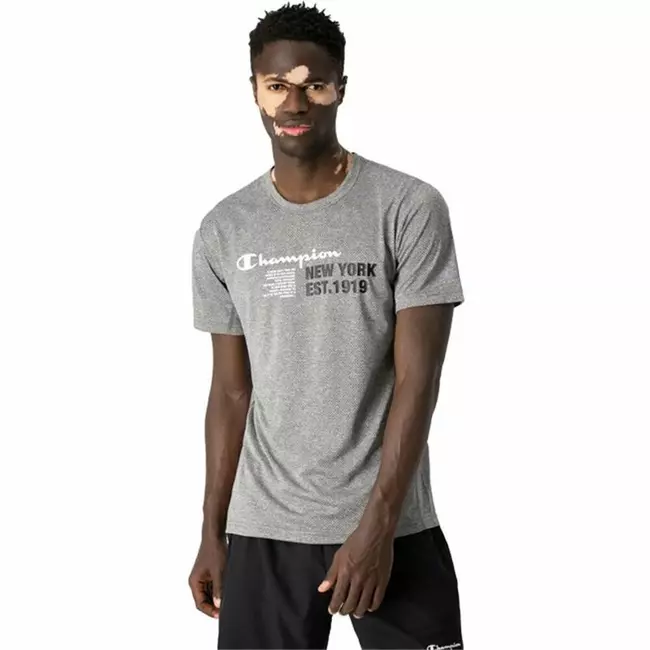 Men’s Short Sleeve T-Shirt Champion  Crewneck Dark grey, Size: S