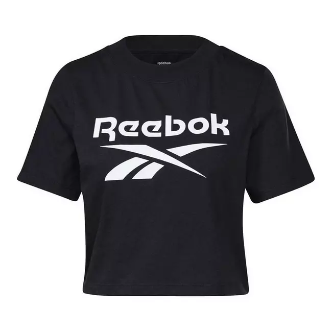 Women’s Short Sleeve T-Shirt Reebok Cropped Identity Black, Size: XXS