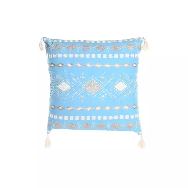 Cushion DKD Home Decor Blue Polyester Cotton White (60 x 20 x 60 cm)