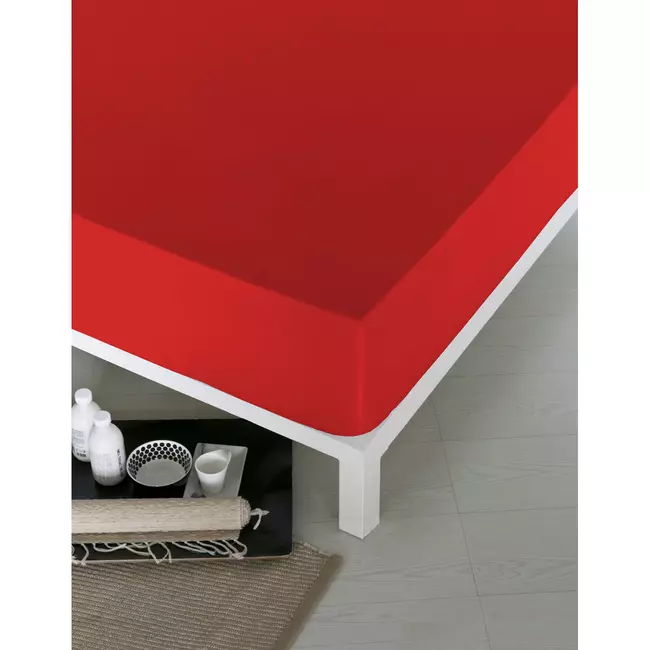 Fitted bottom sheet Naturals Housse Red (King size)