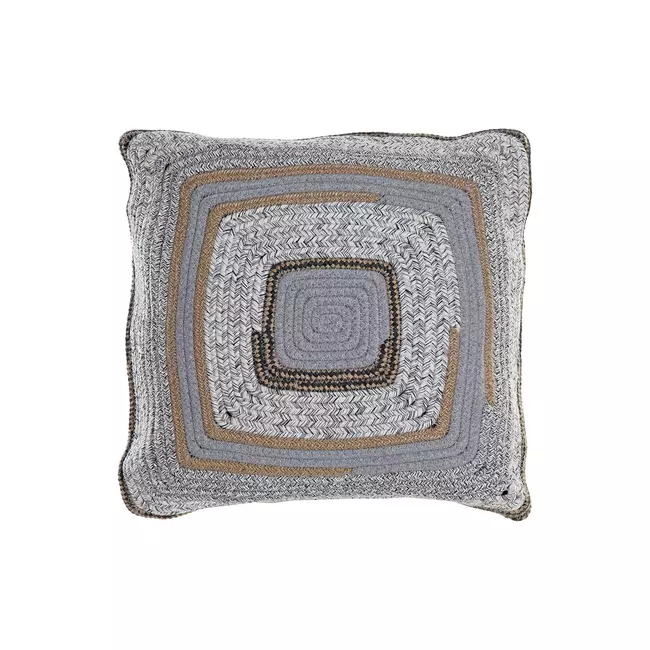 Cushion DKD Home Decor Natural Grey Polyester Cotton Aluminium Jute (40 x 10 x 40 cm)