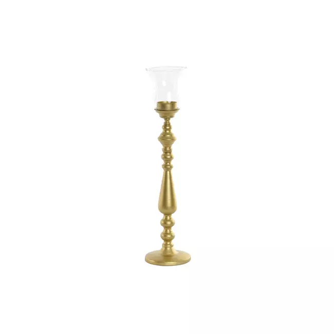 Candle Holder DKD Home Decor Crystal Golden Metal (10 x 10 x 41 cm)
