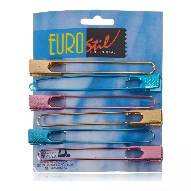 Hair clips Eurostil metal Colours (6 uds)