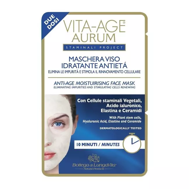 Maskë hidratuese për fytyrën Bottega di LungaVita Vita-Age Aurum kundër moshës