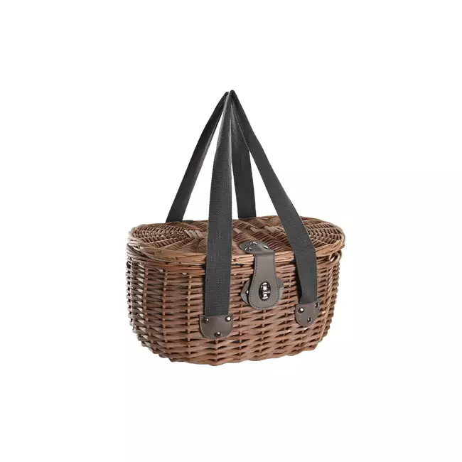 Basket DKD Home Decor Picnic Natural White wicker (39 x 28 x 22 cm)