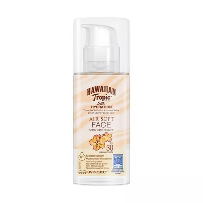 Facial Sun Cream Silk Air Soft Hawaiian Tropic Silk Air Soft Face Spf 30 50 ml Spf 30