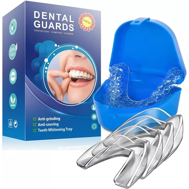 Dental Mouth Guard for Teeth Grinding Sleeping Best Gum Shield Teeth Clenching at Night, Reusable Guards Adults & Kids, 4 Pack/2 Size