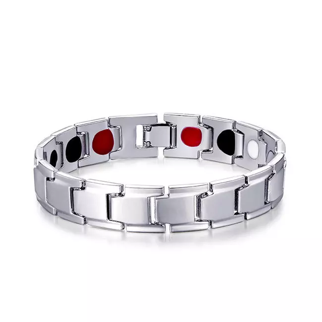 Bio Magnetic Bracelet For Men Stainless Steel, Ngjyra: Silver