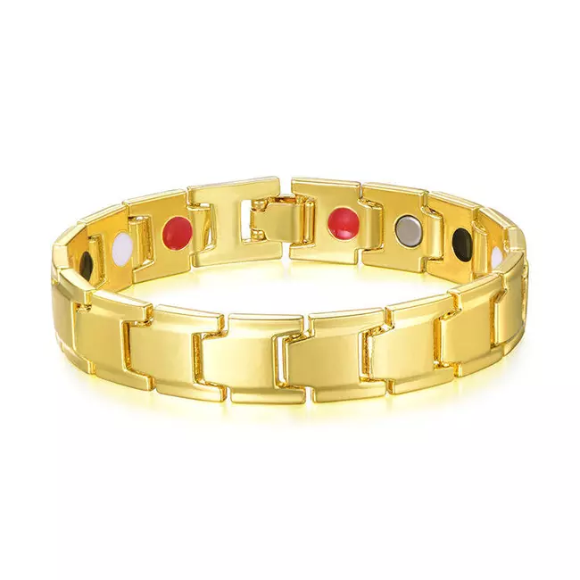 Bio Magnetic Bracelet For Men Stainless Steel, Ngjyra: Gold